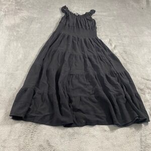 Forever 21 Black Tiered Smocked Maxi Dress Ruffle Straps Women XL